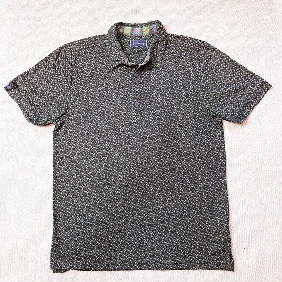 William Murray Other - William Murray‎ Martini Glasses Mens Medium Polo Shirt Black Gray Green